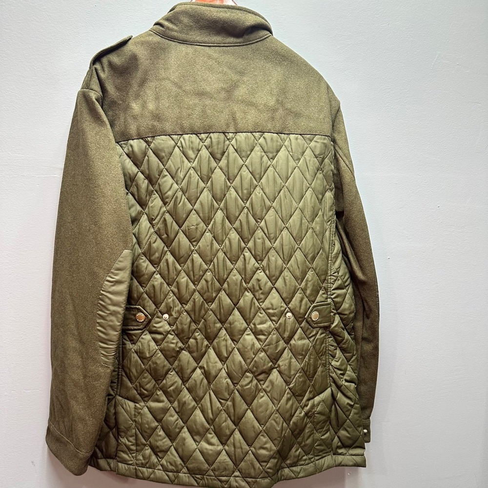 Orvis Quilted Field Jacket Olive Green Suede Trim Fishing Hunting Men L - Picture 10 of 12